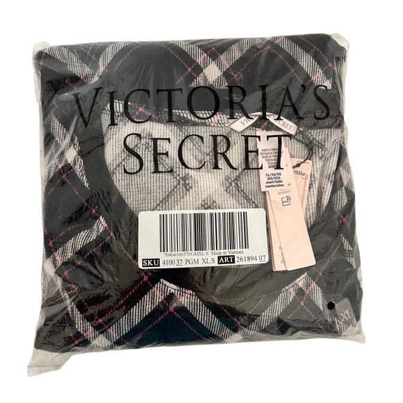 Victoria's Secret Pajama Set XL‎ Black Plaid Long Sleeve Top & Pants Sleepwear - Picture 10 of 14